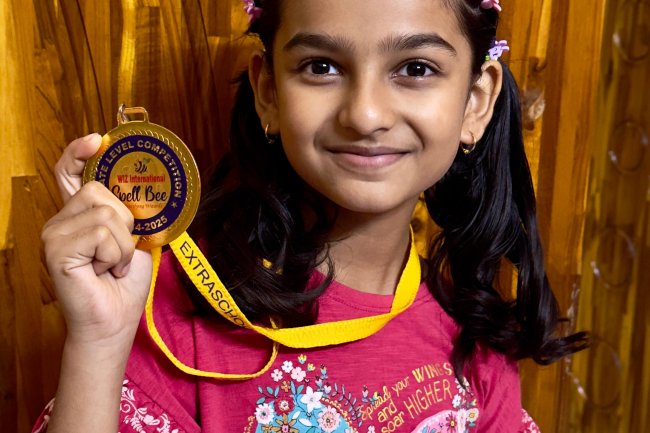 Student Aanvi Shines Globally with International Spell Bee Victory and Academic Excellence.